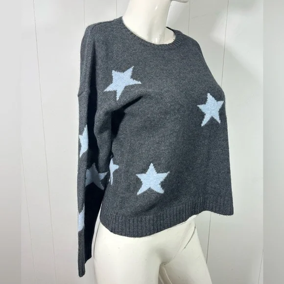 The Cashmere Project SzM Stars Print Crew Neck Pullover Sweater Charcoal Women - Picture 2 of 8